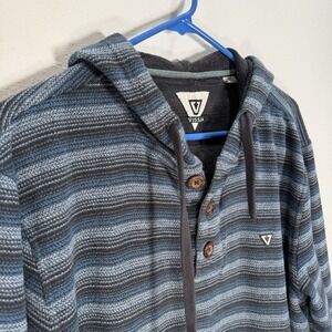 VISSLA Baja Hoodie Men's Sz Large Blue Stripe Boho Beach Surf